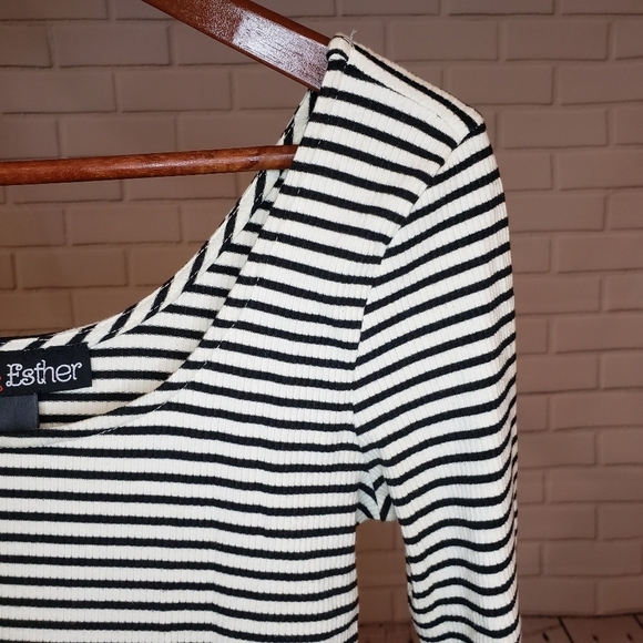 Polly & Esther black and white striped midi dress Size Medium - Picture 2 of 7